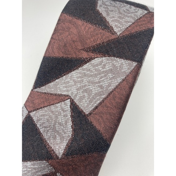 Stringbeans Men's Neck Tie 100% Silk Dark Red Black Multicolor Geometric Design - Picture 4 of 4